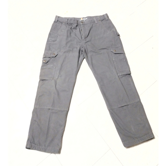 Carhartt Pants Mens Gray Carhartt Flannel Lined Cargo Work Pants